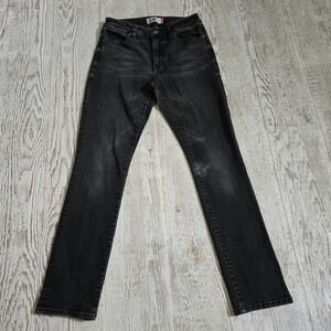 Cabi High Straight Jeans Faded Black Denim High Rise Pants Grunge Biker Size 6